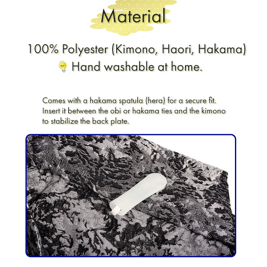 Men’s Haori, Kimono & Hakama 3-Piece Set – Elegant White Geometric Patterns Traditional Japanese Formal Wear for Graduation, Wedding & Special Occasions