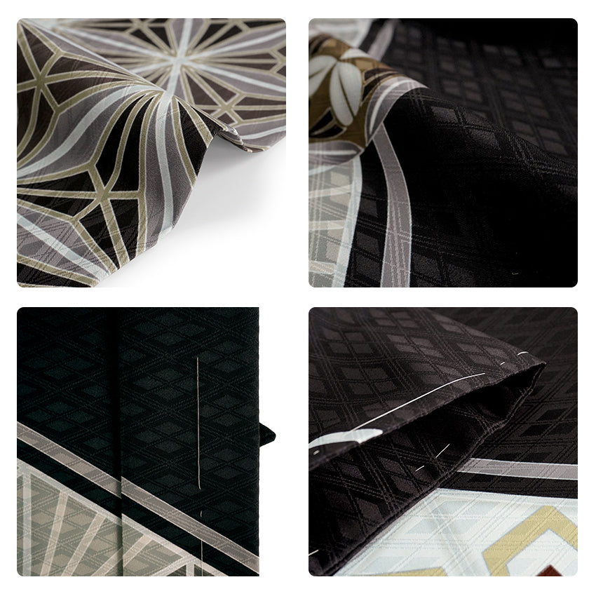 Men’s Haori, Kimono & Hakama 3-Piece Set –  Black & Shilver Traditional Japanese Formal Wear for Graduation, Wedding & Special Occasions