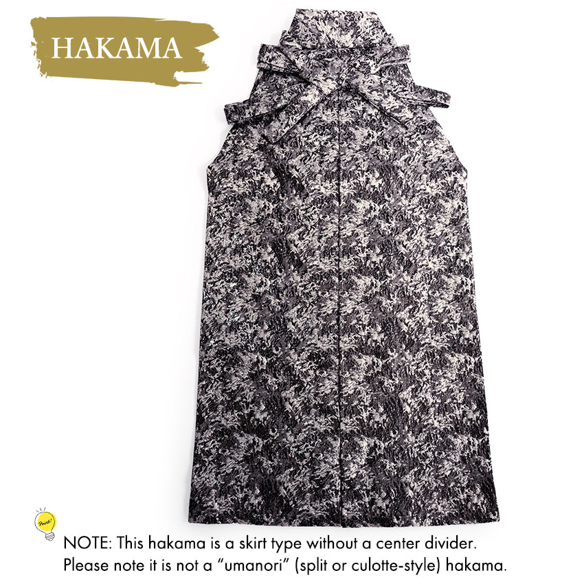 Men’s Haori, Kimono & Hakama 3-Piece Set –  Black & Shilver Traditional Japanese Formal Wear for Graduation, Wedding & Special Occasions