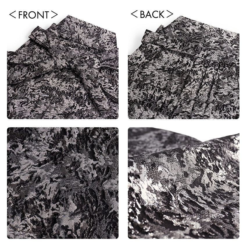 Men’s Haori, Kimono & Hakama 3-Piece Set –  Black & Shilver Traditional Japanese Formal Wear for Graduation, Wedding & Special Occasions