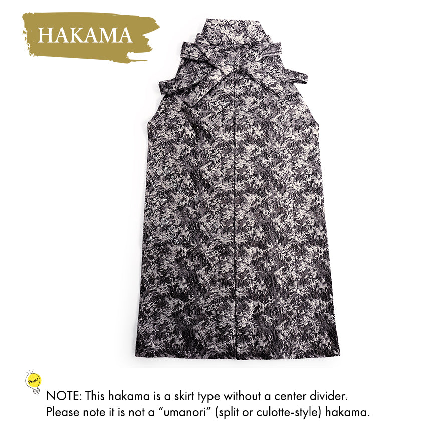 Men’s Haori, Kimono & Hakama 3-Piece Set – Elegant White Geometric Patterns Traditional Japanese Formal Wear for Graduation, Wedding & Special Occasions