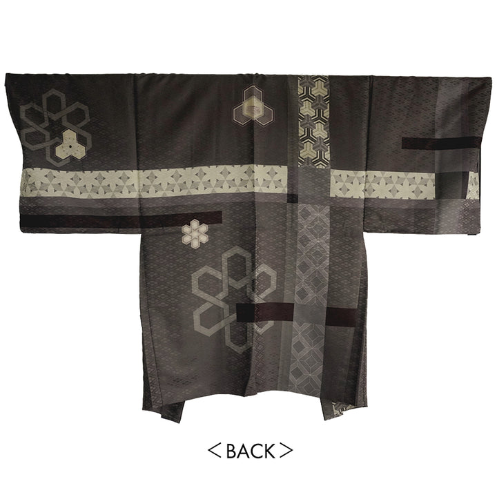 Men’s Haori, Kimono & Hakama 3-Piece Set – Khaki, Black & Gold Traditional Japanese Formal Wear for Graduation, Wedding & Special Occasions