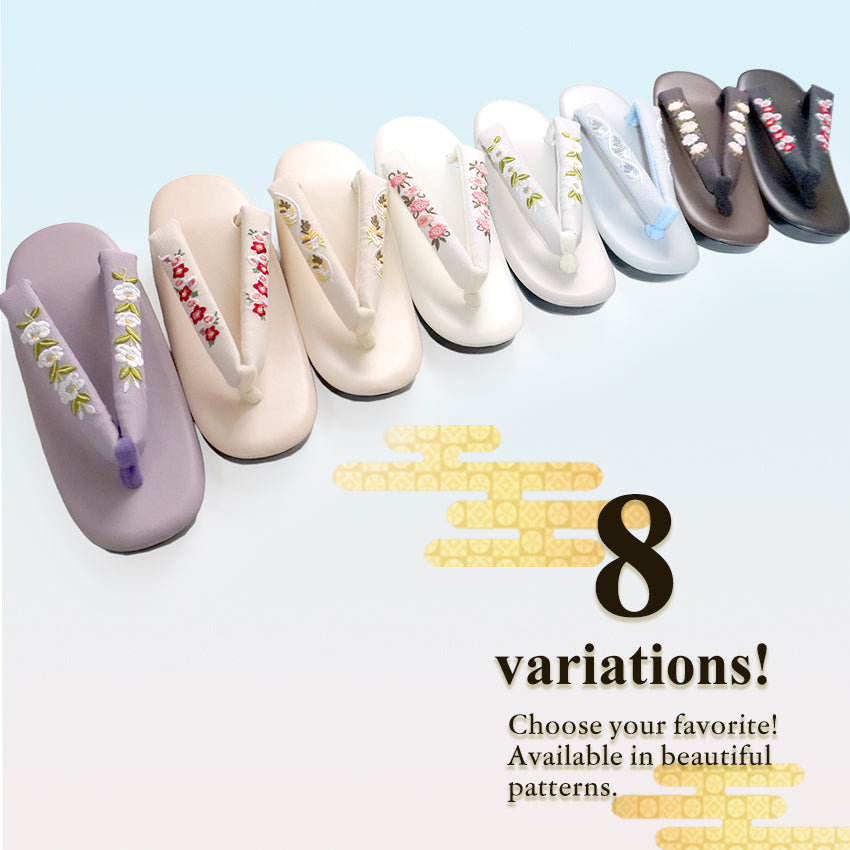 Japanese Embroidered Zori Sandals for Women – Elegant Floral, ivy & Camellia Design, Comfortable Wide Strap, Lightweight Japanese Sandals