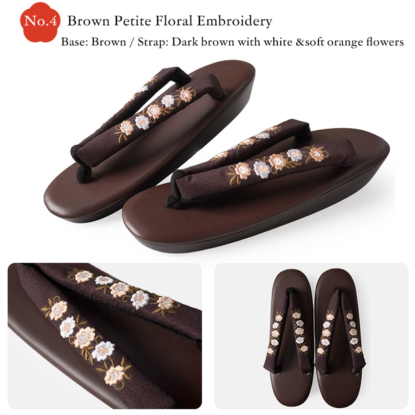 Japanese Embroidered Zori Sandals for Women – Elegant Floral, ivy & Camellia Design, Comfortable Wide Strap, Lightweight Japanese Sandals