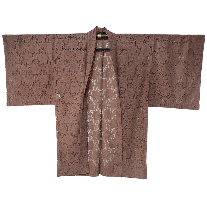 Haori - Lace Kimono Jacket for Women - Lightweight Sheer Dusty Rosewood with Floral Lace Cardigan, The Ultimate Third Piece Layering Cover Up for Spring & Summer