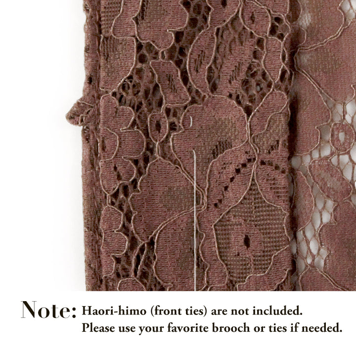 Haori - Lace Kimono Jacket for Women - Lightweight Sheer Dusty Rosewood with Floral Lace Cardigan, The Ultimate Third Piece Layering Cover Up for Spring & Summer