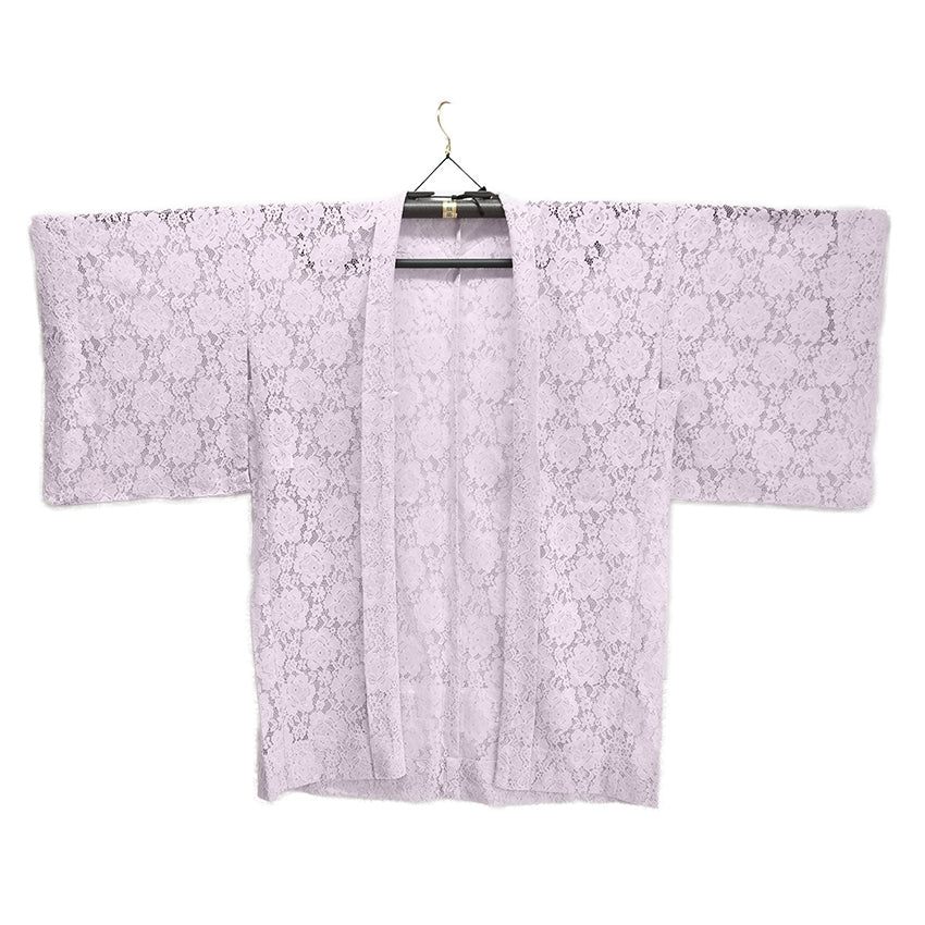 Haori - Lace Kimono Jacket for Women - Lightweight Sheer Ethereal Lavender with Floral Lace Cardigan, The Ultimate Third Piece Layering Cover Up for Spring & Summer