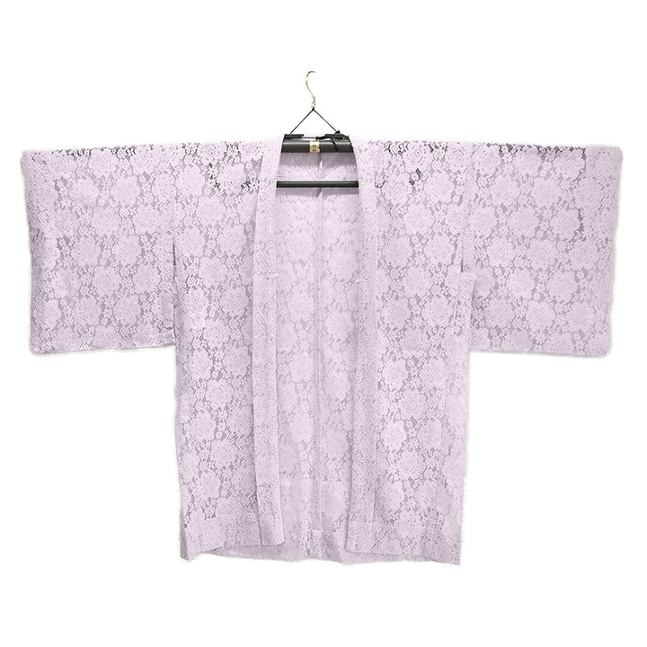 Haori - Lace Kimono Jacket for Women - Lightweight Sheer Ethereal Lavender with Floral Lace Cardigan, The Ultimate Third Piece Layering Cover Up for Spring & Summer