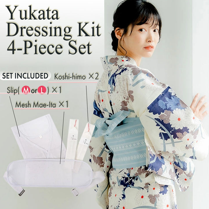 Yukata Dressing / Essential 4‑Piece Yukata Undergarment & Kimono Kit –  Kimono Slip, Mesh Ita, 2 Ties for Flawless Fit
