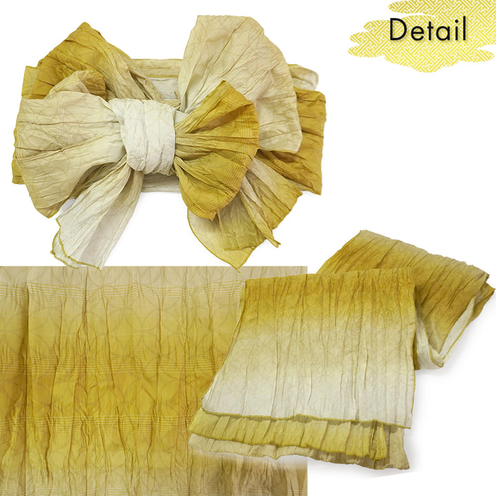 Soft Heko Obi - Lightweight Japanese Kimono Belt for Yukata or Casual Wear Khaki Yellow