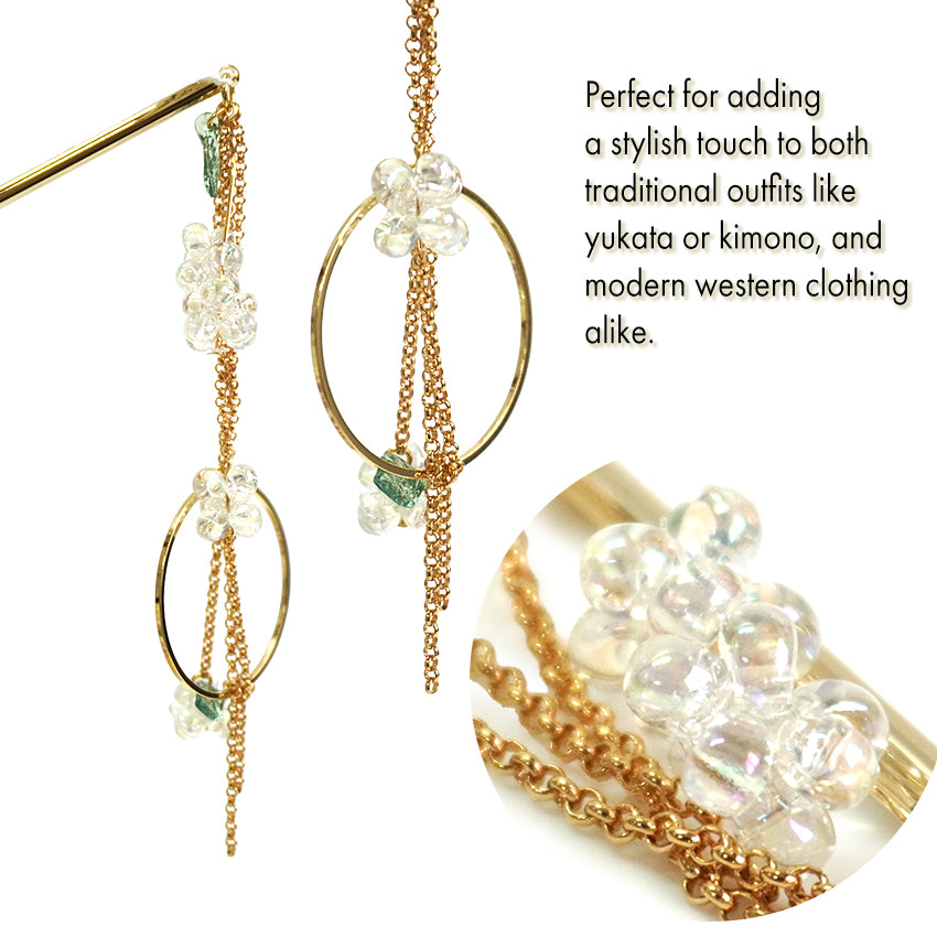 Japanese Traditional Kanzashi Hair Pin Stick , Moonflower Design