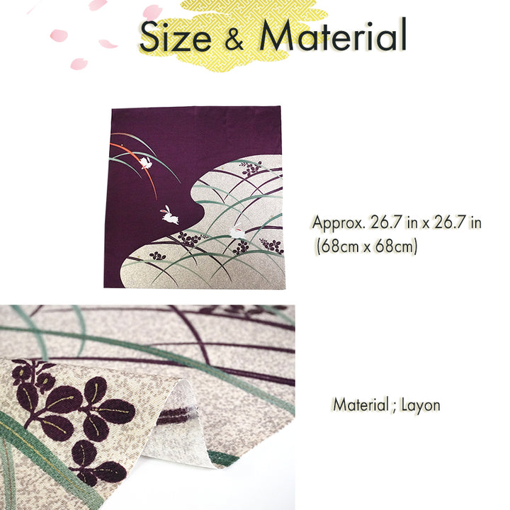 Furoshiki –japanese traditional wrapping cloth, 26.7 inch, Layon, Rabbit , Autumn Grass