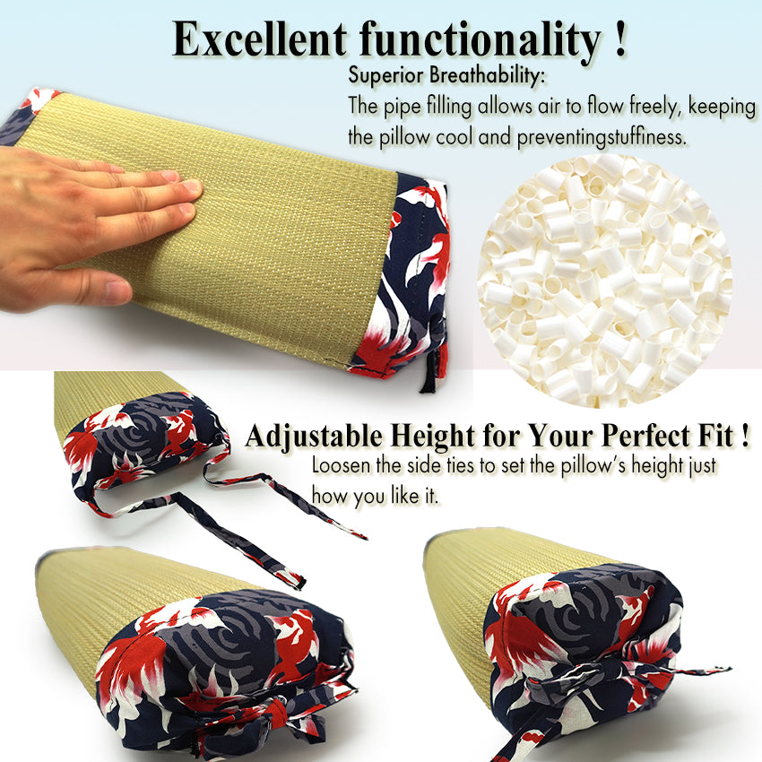 Igusa Pillow, Japanese Tatami Style Bedding, Goldfish, Fireflies,  Peony pattern.