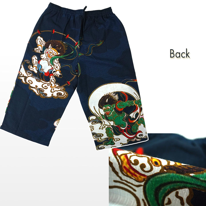 Men's Japanese Art Print Cotton Pants – Wind Gods , Elephant(artwork by Edo-period painter Ito Jakuchu) , Kabuki  pattern
