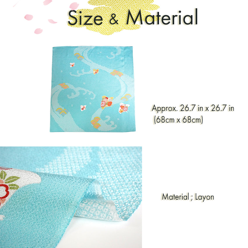 Furoshiki –japanese traditional wrapping cloth, 26.7 inch, Layon, birds riding wavesdesign