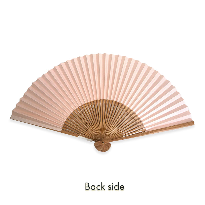 Folding Hand Fan for Lady's ,Surface Paper, Bamboo Frame, Pink base with Cherry Blossom Branches