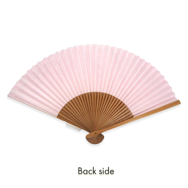 Folding Hand Fan for Lady's ,Surface Paper, Bamboo Frame, White/Pink Gradation base with Flower Bush Clover