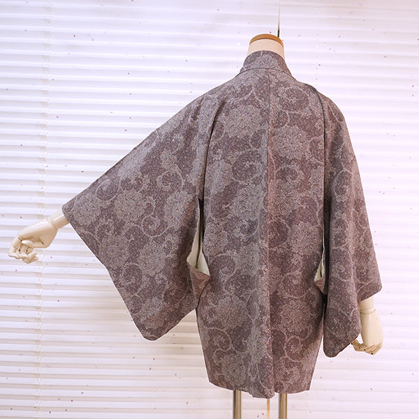 Vintage Haori Kimono Jacket Silk, Dusky Purple base, hrysanthemum