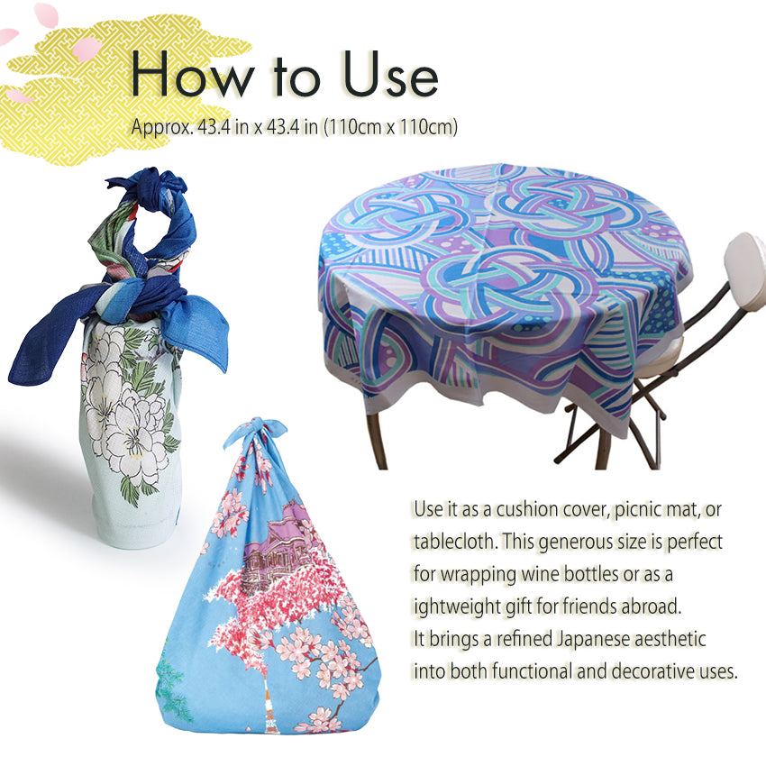 Furoshiki –japanese traditional wrapping cloth, 43.3 inch, cotton , plum