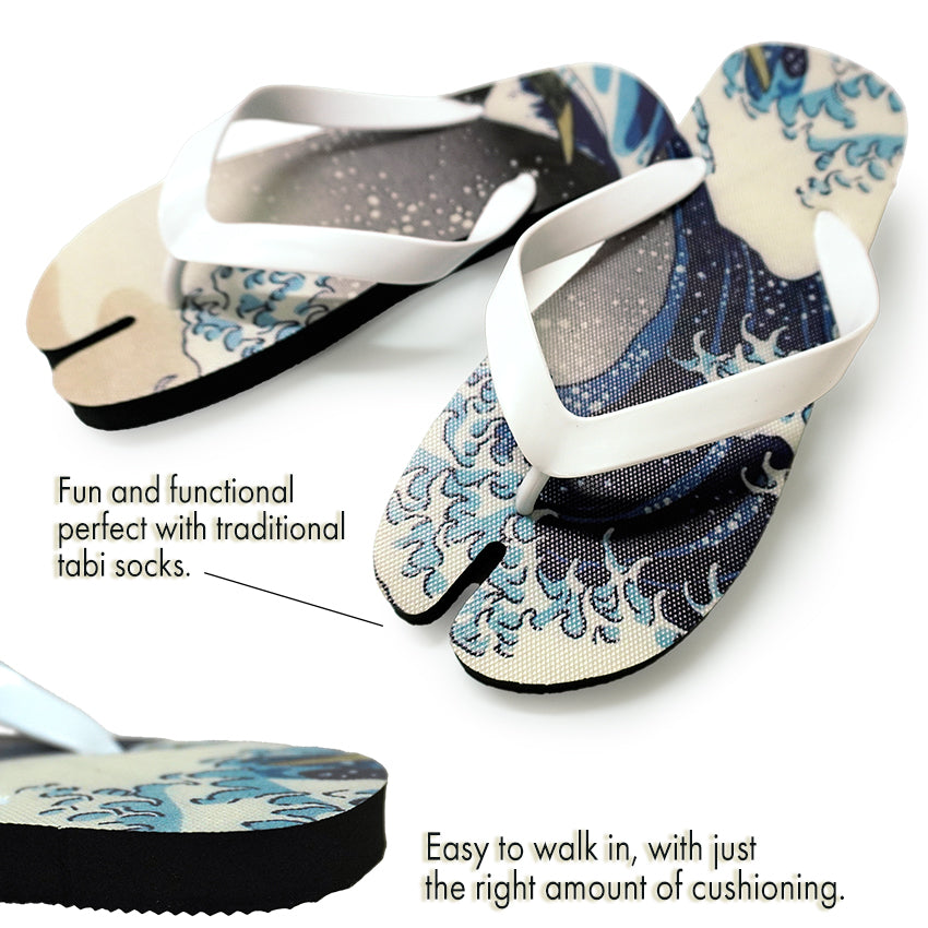 Bold Ukiyo-e Tabi Sandals ,tiger, Dragon, The Great Wave – A Unique Japanese Twist on Summer Style!