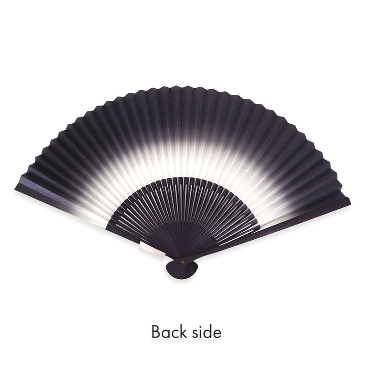 Folding Hand Fan for Lady's ,Surface Paper, Bamboo Frame, Nearly Black Navy base with Flower, Wisteria
