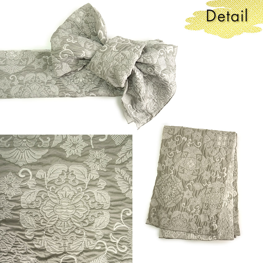 Soft Heko Obi - Lightweight Japanese Kimono Belt for Yukata or Casual Wear Green Traditional Motif