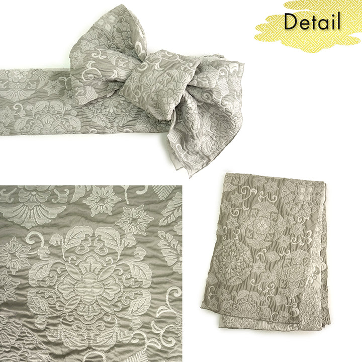 Soft Heko Obi - Lightweight Japanese Kimono Belt for Yukata or Casual Wear Green Traditional Motif