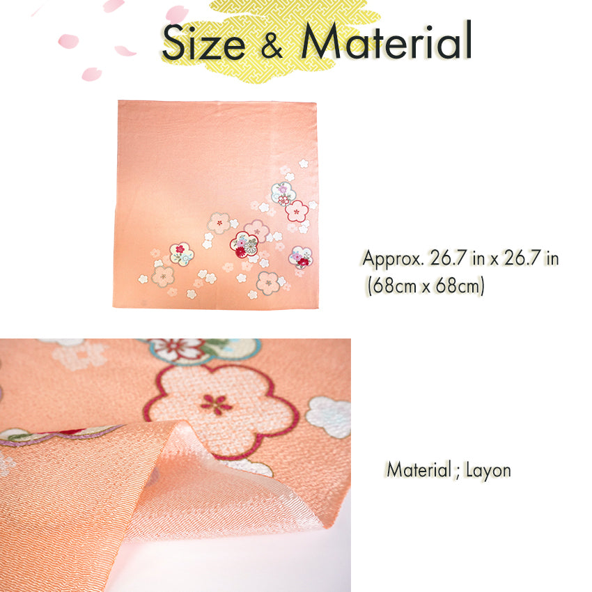 Furoshiki –japanese traditional wrapping cloth, 26.7 inch, Layon, Plum Blossoms with Tradition