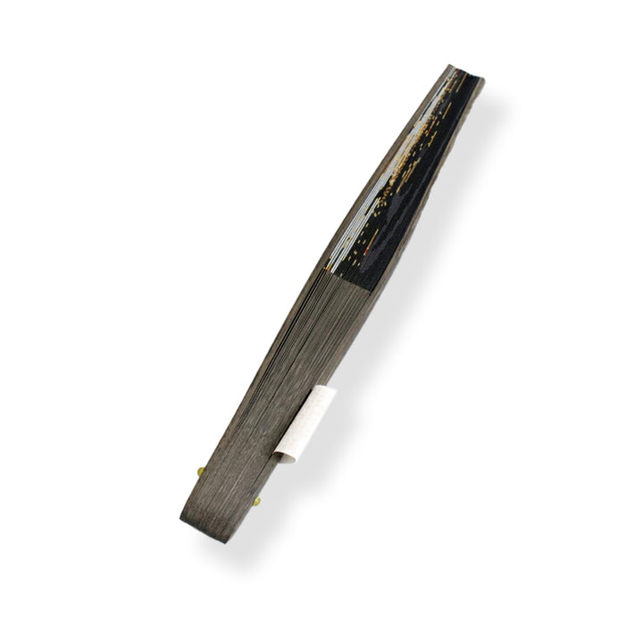 Folding Hand Fan for Men, Paper Fabric ,Bamboo Frame, Black base, iconic Thunder Gods by Tawaraya Sotatsu