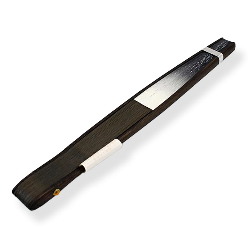 Folding Hand Fan for Lady's, Paper Fabric ,Bamboo Frame,Deep navy & Off white base, elegant wisteria design