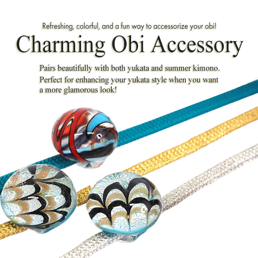 Obidome(Obi Charm), Curved Glass Bead Obi Charm – Sophisticated