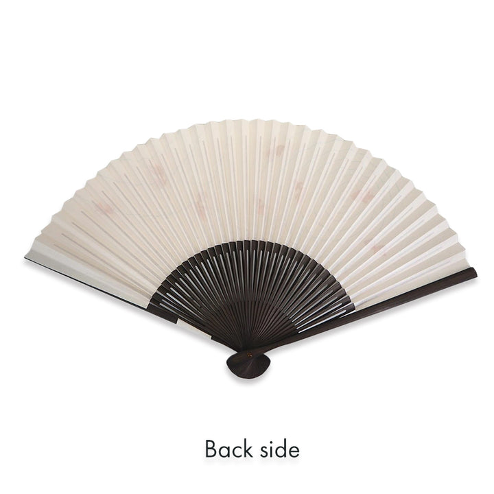 Folding Hand Fan for Lady's ,Surface Paper, Bamboo Frame, White base with Goldfish, wave pattern
