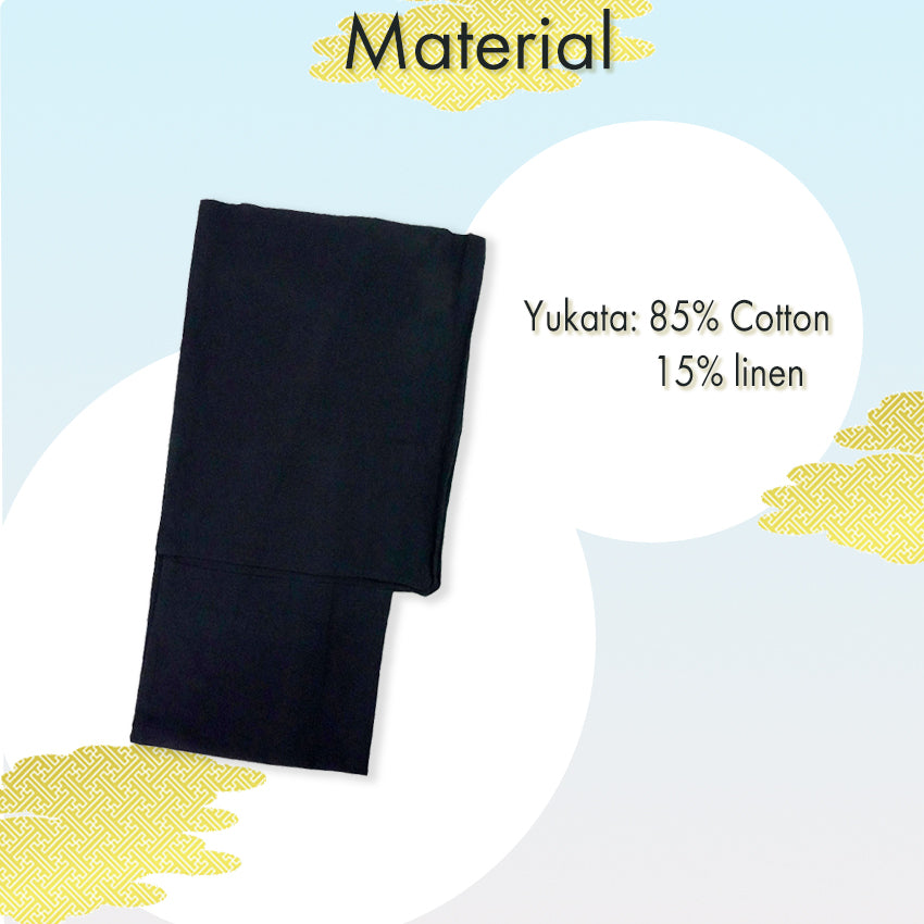 Men's Yukata Cotton & Linen : Solid Navy Yukata