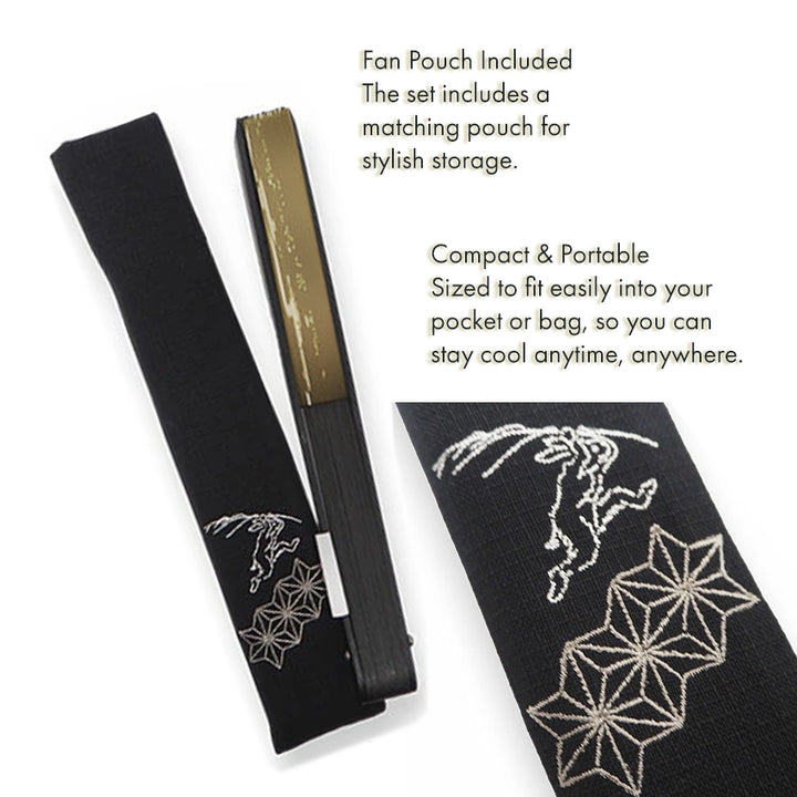 Folding Hand Fan for Men,Surface Cotton ,Bamboo Frame,  Beige base ,  “Chōjū-giga” animal caricatures  design