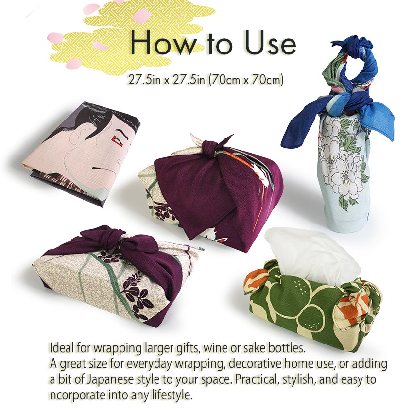 Furoshiki –japanese traditional wrapping cloth, 26.7 inch, Layon, Rabbit , Autumn Grass