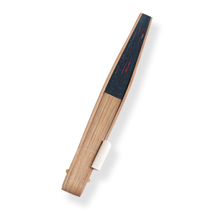 Folding Hand Fan for Lady's, Paper Fabric ,Bamboo Frame, Black base, goldfish and shimmering ripples design