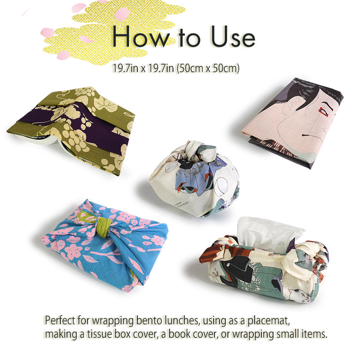 Furoshiki –japanese traditional wrapping cloth, 19.7inch, cotton , features Utagawa Kuniyosh’s iconic ukiyo-e