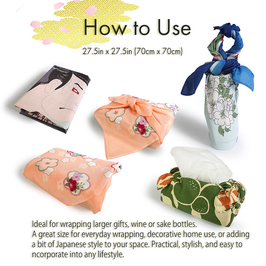 Furoshiki –japanese traditional wrapping cloth, 26.7 inch, Layon, Plum Blossoms with Tradition