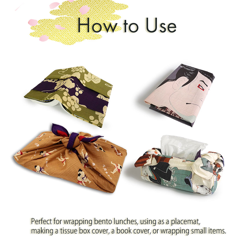 Furoshiki –japanese traditional wrapping cloth, 19.7inch, cotton , charming design of Sumo wrestling's