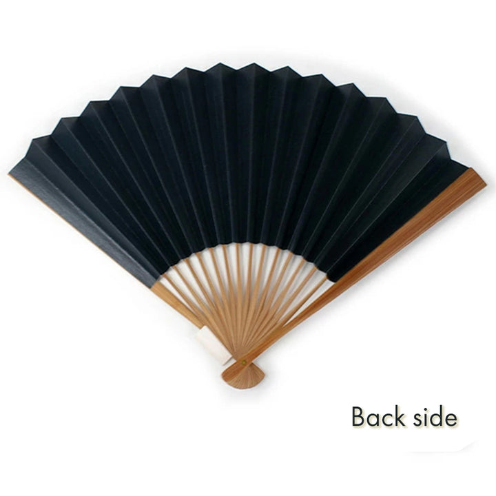 Folding Hand Fan for Men ,Surface Paper, Bamboo Frame, Deep blue base , Seigaiha (blue ocean waves) pattern