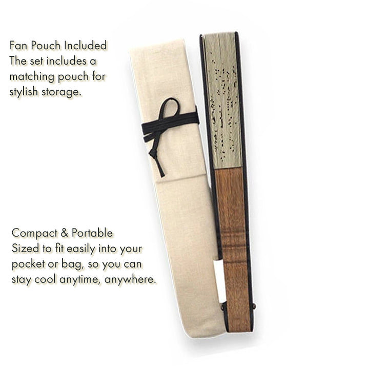 Folding Hand Fan for Men ,Surface Silk, Bamboo Frame,  light beig base,  “Chōjū-giga” animal caricatures  design