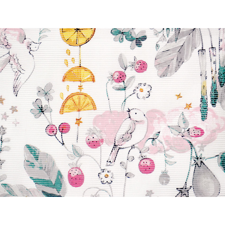 Lightweight Cotton Yukata for Women, red, pink, gray base, vegetables, cats, birds pattern– Inspired by Kaneko Misuzu’s Poetry, Summer Japanese Kimono Robe