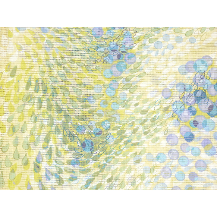 Lightweight Cotton Yukata for Women, Lime Green base, Sunlit Path, landscape pattern – Inspired by Kaneko Misuzu’s Poetry, Summer Japanese Kimono Robe