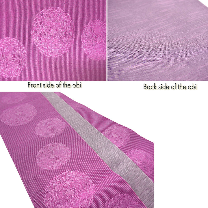 Women's Lightweight Cotton Yukata ＆Obi -2piece Coordinate set, Casual Summer Kimono  -Navy Base with large banana leaves (bashō) for a bold and tropical-inspired look.