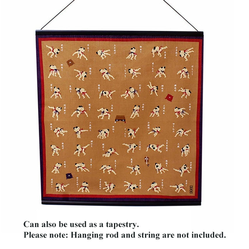 Furoshiki –japanese traditional wrapping cloth, 19.7inch, cotton , charming design of Sumo wrestling's