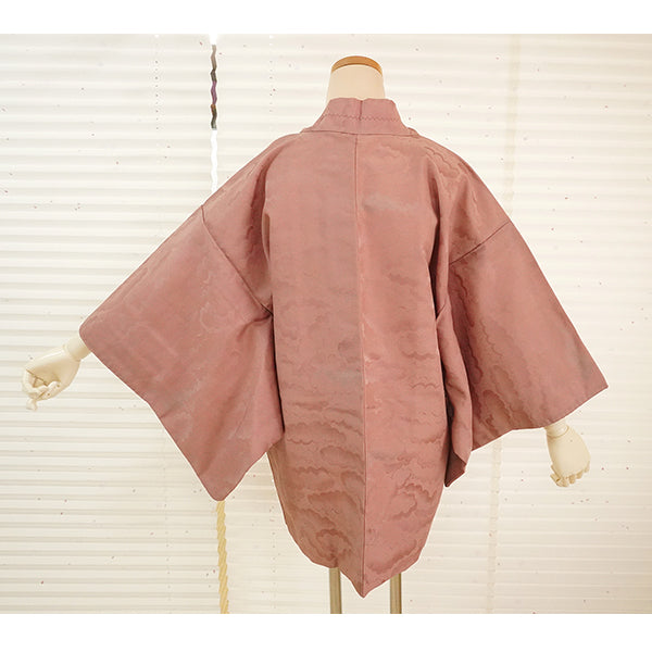Vintage Haori Kimono Jacket Silk, Reddish-purple base, Cloud Motif (Kumodori)
