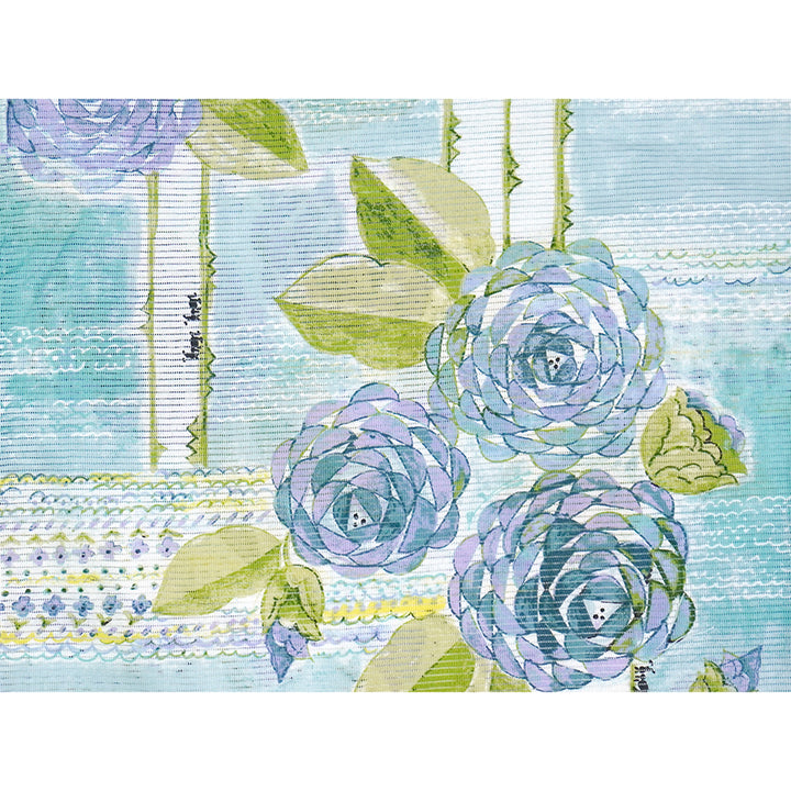 Lightweight Cotton Yukata for Women, grayish blue base, roses Flowers pattern– Inspired by Kaneko Misuzu’s Poetry, Summer Japanese Kimono Robe