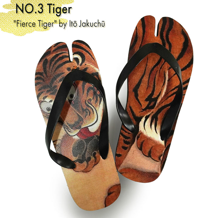 Bold Ukiyo-e Tabi Sandals ,tiger, Dragon, The Great Wave – A Unique Japanese Twist on Summer Style!