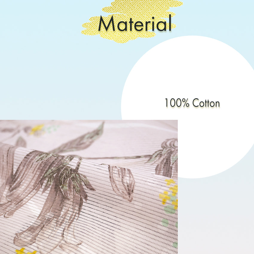 Lightweight Cotton Yukata for Women, muted pastel pink base, Bellflowers pattern– Inspired by Kaneko Misuzu’s Poetry, Summer Japanese Kimono Robe