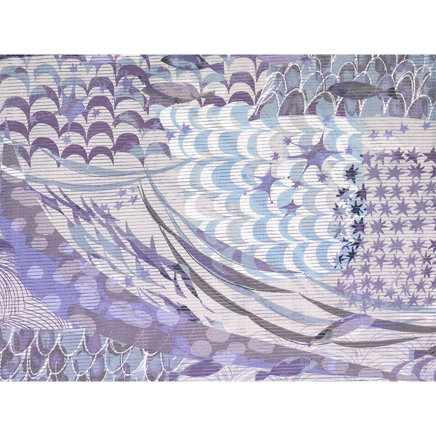 Lightweight Cotton Yukata for Women, Gray and purple tones base, Waves, shells and fish pattern – Inspired by Kaneko Misuzu’s Poetry, Summer Japanese Kimono Robe
